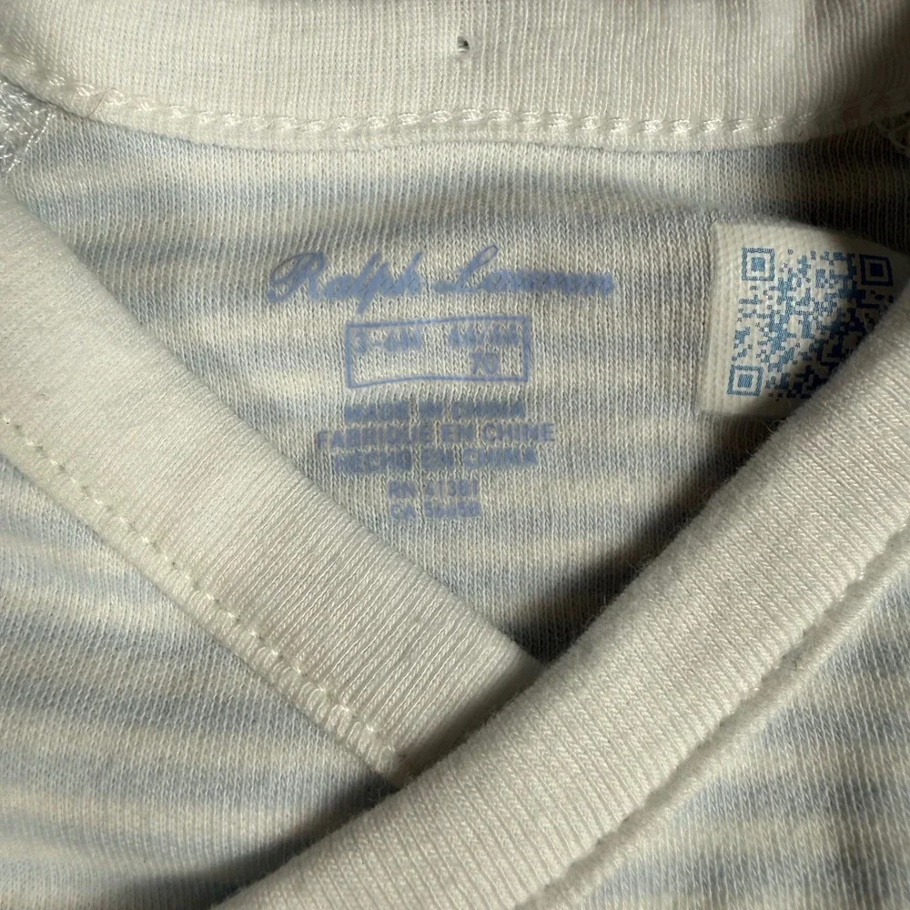 Ralph Lauren Striped Footed Set 9M Blue White Preppy Minimalist Loungewear